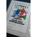Everton players signed print. Paper print copy of the front of an Everton v Rapid Vienna programme