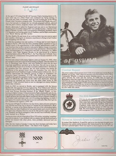 Flight Lieutenant Jackie Rae DFC Signature on Canadian Fighter Ace profile of Flight Lieutenant
