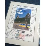 Everton footballers signed print. Large print of a reproduction of the 1984 FA Cup Final programme