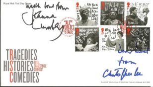 Joanna Lumley and Christopher Lee autographed 2011 Royal Shakespeare Company first day cover. Good