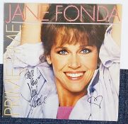 Jane Fonda signed record. LP of Jane Fonda - Private Time Workout signed on the front of the