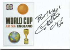 Geoff Hurst signed 1966 Printed 6 x 4 inch card Good condition. All signed items come with