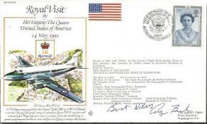 George Bush Snr former US President signed 1991 Royal Visit of the Queen to USA cover Good