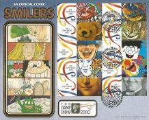 Stamp Show 2000 Smilers Official covers collection. Five of the official Smilers large covers,