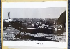 Florence Green autographed photo. Wonderful 16x12 black and white photograph of a Spitfire,