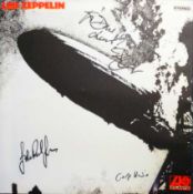 Led Zeppelin signed canvas presentation. Stunning 38cm stretched printed canvas reproduction of