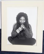 Whoopi Goldberg autographed photo. Black and white 8x10 photograph autographed by comedian and