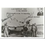 Luftwaffe ace Hermann Buchner signed photo. 7x5 black and white photo signed by Luftwaffe ace Herman