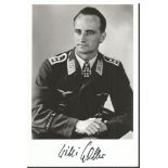 Luftwaffe bomber Willi Noller signed photo. 6x4 black and white photo signed by Luftwaffe bomber