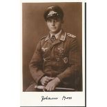 Luftwaffe pilot Johann Boos signed photo. 6x4 sepia photo signed by Luftwaffe pilot Johann Boos,