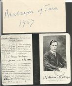 J.T.C (John Theodore Cuthbert) Moore-Brabazon signed card dated 1957. He was a pioneering aviator.