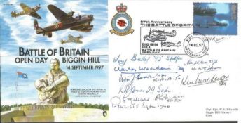 Nine Battle of Britain pilots signed 1997 Biggin Hill Open Day Cover JSCC36. Signed by Tony