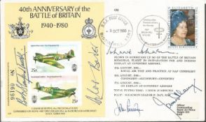Five Top aces signed 40th Battle of Britain cover C82. Sir Douglas Bader, Robert Stanford Tuck,