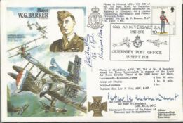 FO Peter G Matthews 610 Sqn Battle of Britain pilot and ACM Peter Le Cheminant signed Mjr Barker