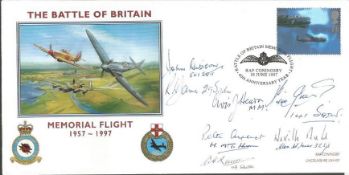 Eight Battle of Britain pilots signed 1997 BOB Memorial Flight cover. Signed by Neville Duke,