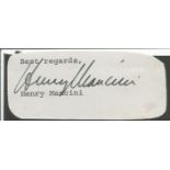 Henry Mancini signature piece clipped from a letter Good condition. All items come with a