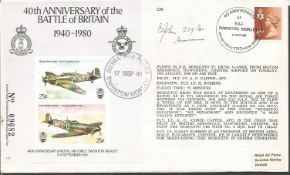 Sgt George Binmore Jones 229 Sqn Battle of Britain signed 50th ann cover C79. Good condition. All