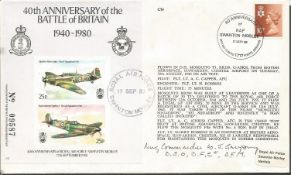 Wg Cdre W Gregory DSO DFC DFM Sqn Battle of Britain signed 50th ann cover C79. Good condition. All