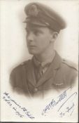 Great War ace Major Charles Philip Oldfield Bartlett DSC* signed vintage 1916 portrait postcard