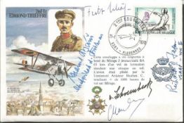 Great War Luftwaffe aces signed Edmond Thieffry cover. Signed by Hitlers personal pilot Hans Baur,