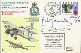 Grp Capt Peter Townsend DSO DFC & Wg Cdre K Carver DFC Battle of Britain pilots signed 605 County of