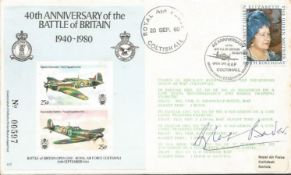 Grp Capt Sir Douglas Bader DSO DFC signed 50th ann Battle of Britain cover. Good condition. All