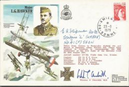 PO Edward Shipman 41 Sqn Battle of Britain pilot signed Mjr Hawker VC cover also signed by Winston