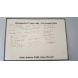 Normandy D-Day Veterans signed bookplate. Large Normandy 6th 1944 The Longest Day bookplate signed