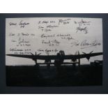 Multi-Signed Lancaster Photograph. Black and white 7x10 photograph of a Lancaster autographed by