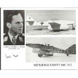 General Walter Krupinski signed 10x8 Messerschmitt ME 62 montage photo Good condition. All items