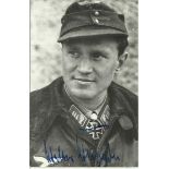 Walter Krupinski autographed photo. Black and white 6x4 portrait photograph autographed by WWII