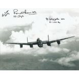 Lancaster Pilots and Veterans signed photograph. High quality black and white 8x10 photograph of a