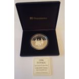 1996 70th Birthday QEII Tuvalu Silver Proof Lady of the Century Coin The Queen Mother. 999 fine