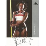 Jessica Ennis signed postcard. Colour 6x4 postcard signed by Olympic gold medal winning athlete