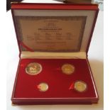 1999 Krugerrand set Gold coins in SA Mint red presentation case. All 22ct 1oz 33.9 gms, 1/2oz 16.966