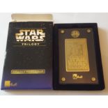 Star Wars Trilogy 24k Gold Collectables. This 24K gold metal card is produced by using the unique