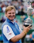 Ernie Els signed 10 x 8 colour photo. Golfing celebration photo signed by the big easy himself,