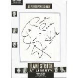 Elaine Stritch autograph. Large dedicated autograph, attached to A4 white page with inset photos and