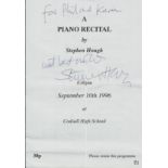 Stephen Hough signed piano recital programme. Programme for a piano recital at Codshall High