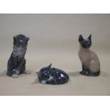 A Royal Copenhagen Siamese cat, No: 3281, 19 cm high, together with another cat, No: 340 and a