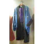 A Japanese kimono together with two silk cushion covers (3)