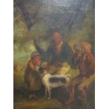 Circle of George Morland (British, 1763-1804) - Peasants taking refreshment with their dog