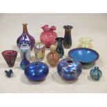 A Siddy Langley art glass vase and a quantity of art glass etc