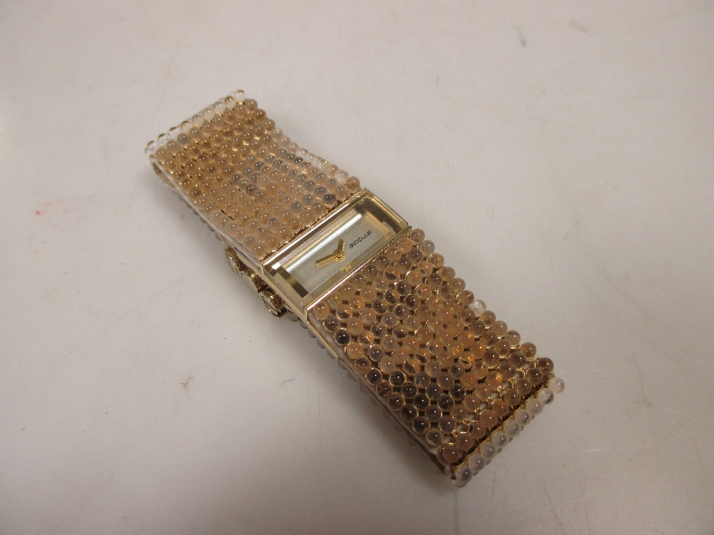 A lady's Accurist 'Accu.2' wristwatch with strap set with Swarovski crystal 'pearls', cased and