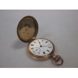 A gold plated Waltham Hunter cased pocket watch