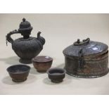 An Eastern copper teapot and a collection of metalwares (6)