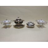 A pair of Copeland and Garratt gilt sauce tureens and covers, another sauce tureen and a covered