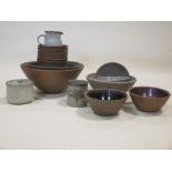 A David Leach pottery bowl, 21cm diameter, together with four David Leach small bowls and various
