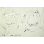 Bernard Leach (British, 1887-1979), two plate designs, 'Porcelain, engraved & brushed blue', one