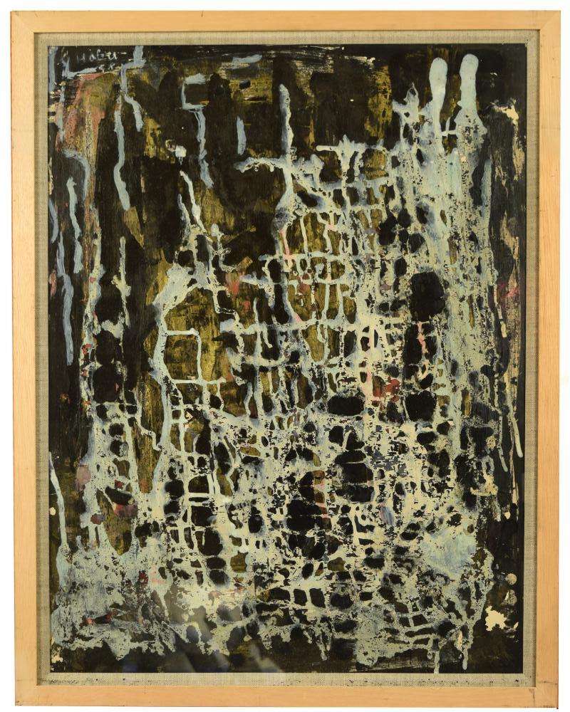 § Shamai Haber (Polish, 1922-1995) Abstract composition signed and dated upper left "Haber / '58"